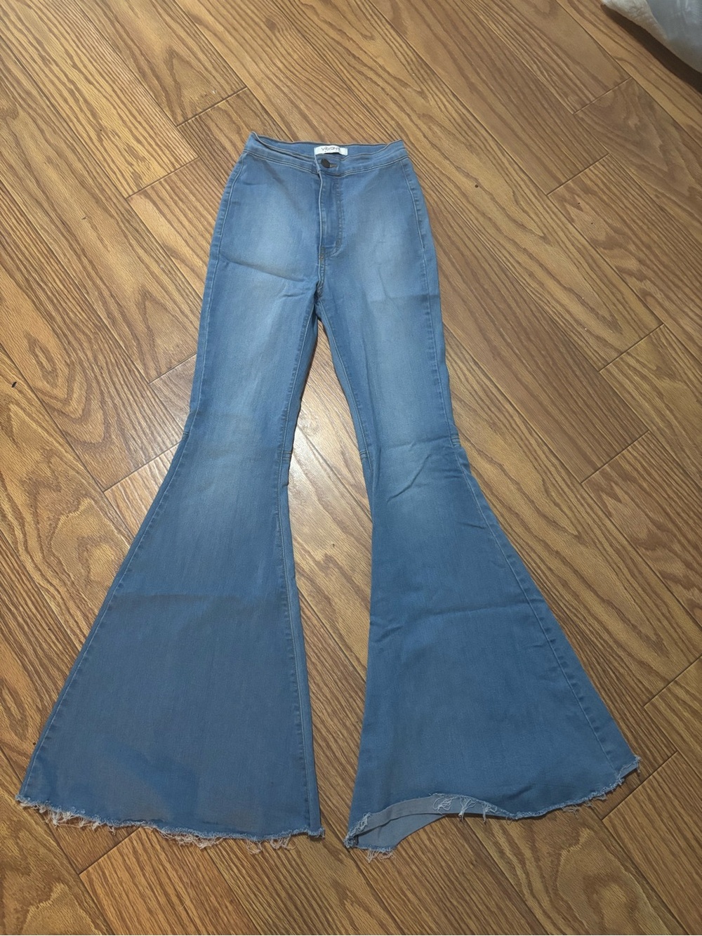 Vibrant Sky Blue High-Rise Flared Wide-Leg Jeans